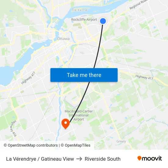 La Vérendrye / Gatineau View to Riverside South map