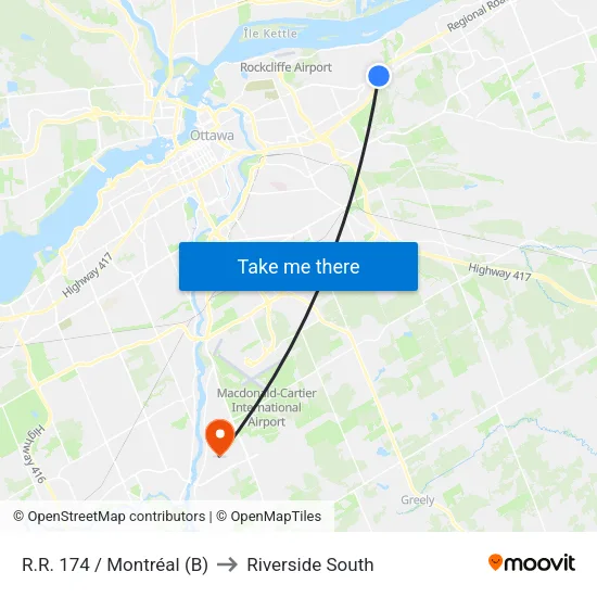 R.R. 174 / Montréal (B) to Riverside South map