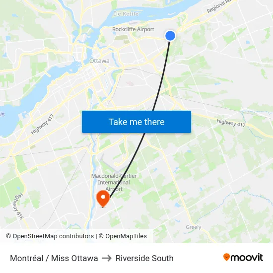 Montréal / Miss Ottawa to Riverside South map