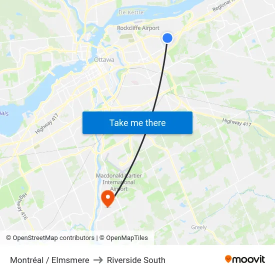 Montréal / Elmsmere to Riverside South map