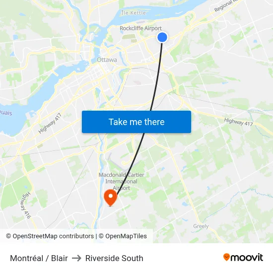 Montréal / Blair to Riverside South map
