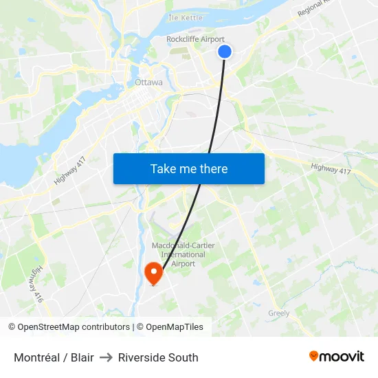 Montréal / Blair to Riverside South map