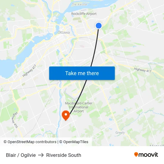Blair / Ogilvie to Riverside South map