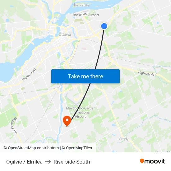 Ogilvie / Elmlea to Riverside South map