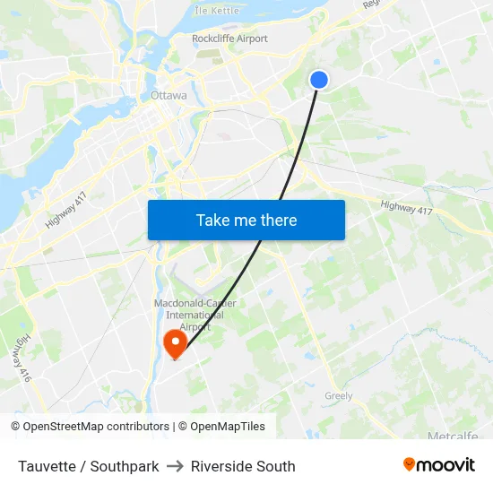 Tauvette / Southpark to Riverside South map