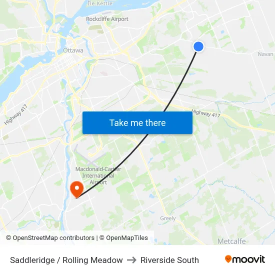 Saddleridge / Rolling Meadow to Riverside South map