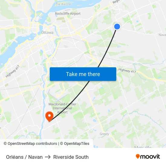 Orléans / Navan to Riverside South map