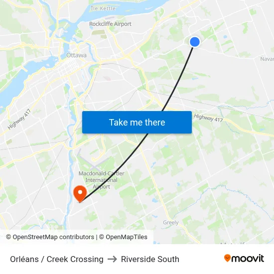 Orléans / Creek Crossing to Riverside South map