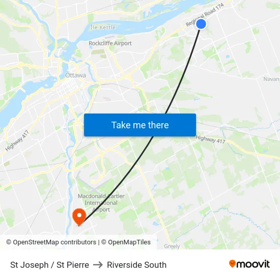 St Joseph / St Pierre to Riverside South map