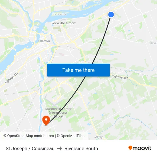 St Joseph / Cousineau to Riverside South map
