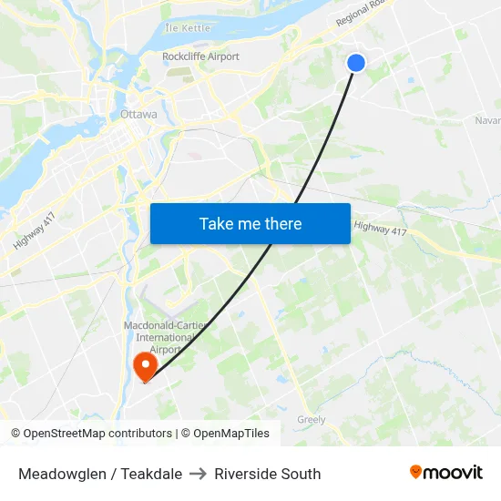 Meadowglen / Teakdale to Riverside South map