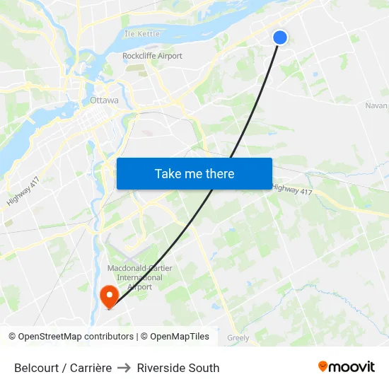 Belcourt / Carrière to Riverside South map