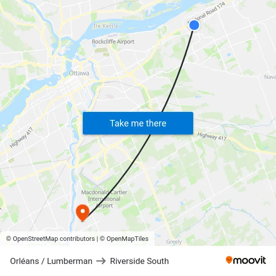 Orléans / Lumberman to Riverside South map