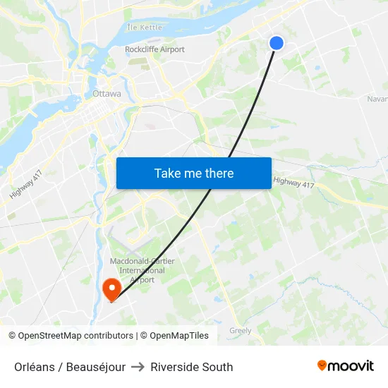 Orléans / Beauséjour to Riverside South map