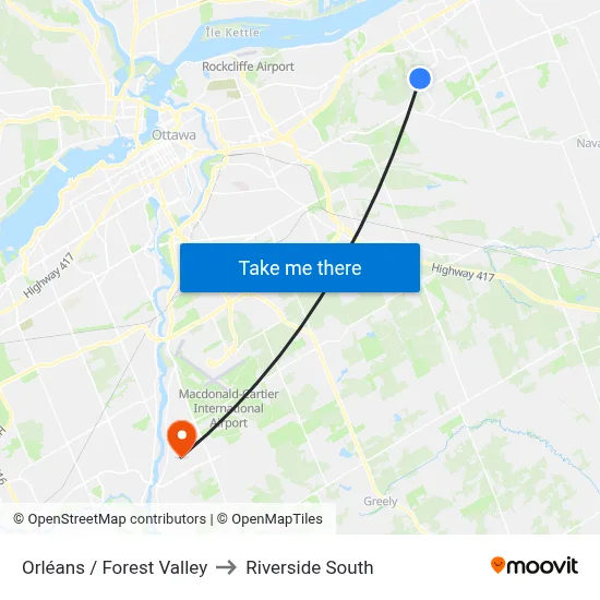 Orléans / Forest Valley to Riverside South map