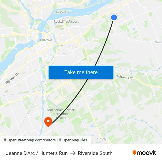Jeanne D'Arc / Hunter's Run to Riverside South map