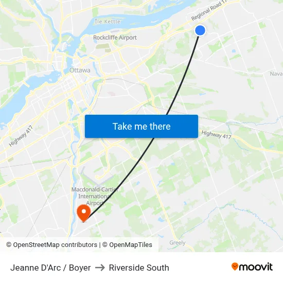 Jeanne D'Arc / Boyer to Riverside South map