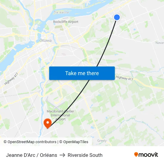 Jeanne D'Arc / Orléans to Riverside South map