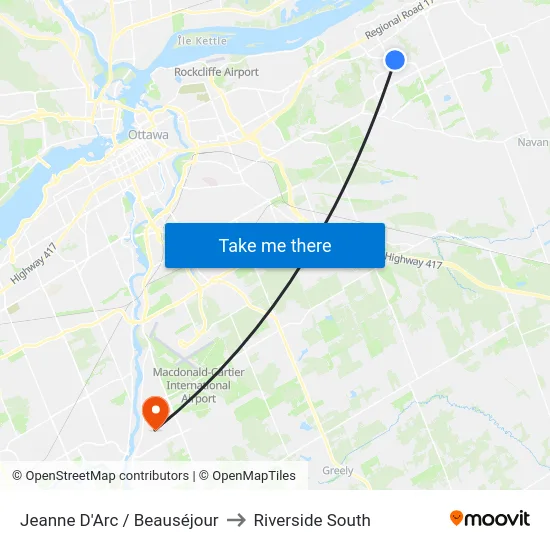 Jeanne D'Arc / Beauséjour to Riverside South map