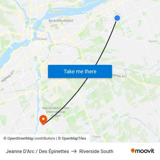 Jeanne D'Arc / Des Épinettes to Riverside South map