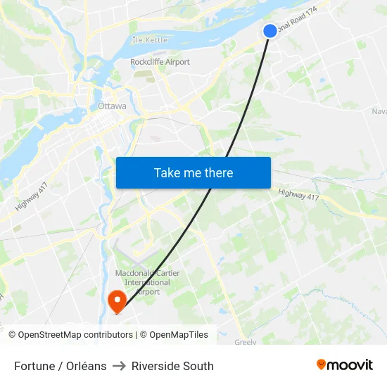 Fortune / Orléans to Riverside South map