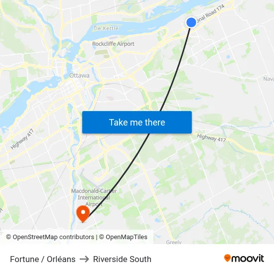 Fortune / Orléans to Riverside South map