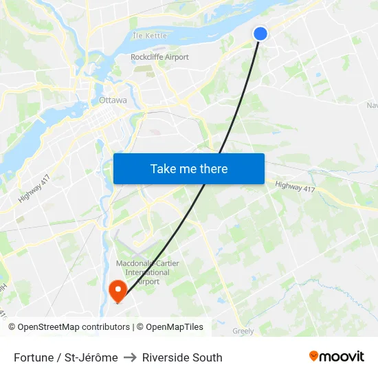 Fortune / St-Jérôme to Riverside South map