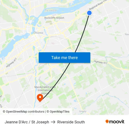 Jeanne D'Arc / St Joseph to Riverside South map