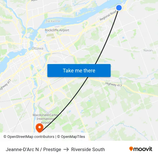 Jeanne-D'Arc N / Prestige to Riverside South map