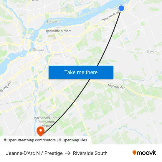 Jeanne-D'Arc N / Prestige to Riverside South map