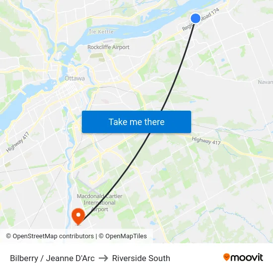 Bilberry / Jeanne D'Arc to Riverside South map