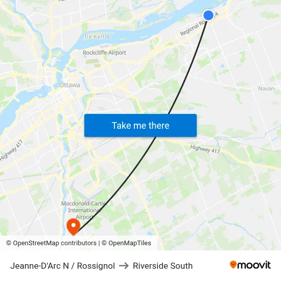 Jeanne-D'Arc N / Rossignol to Riverside South map