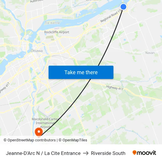 Jeanne-D'Arc N / La Cite Entrance to Riverside South map