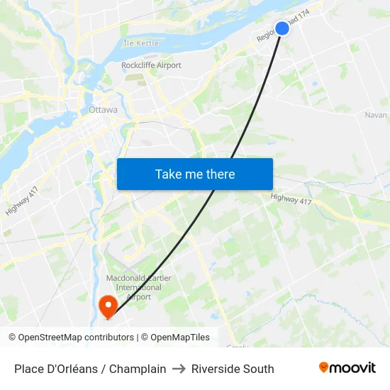 Place D'Orléans / Champlain to Riverside South map