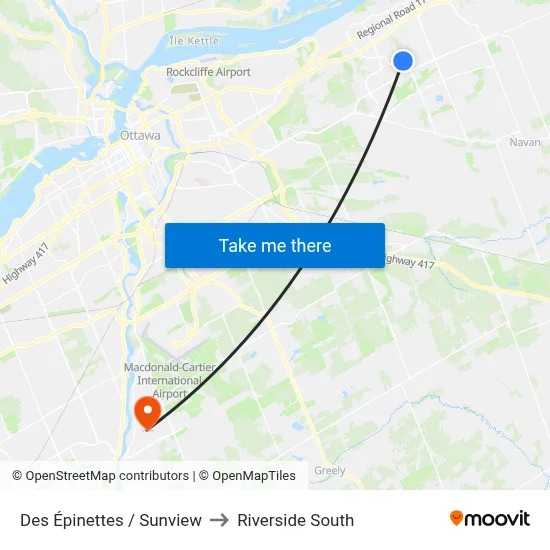 Des Épinettes / Sunview to Riverside South map