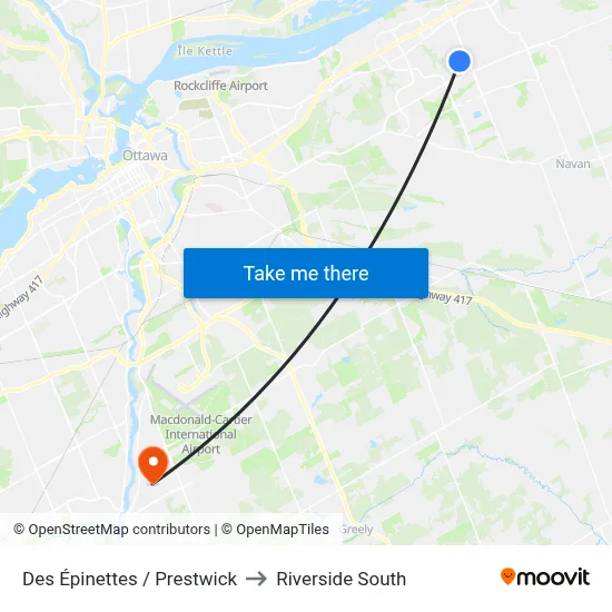 Des Épinettes / Prestwick to Riverside South map