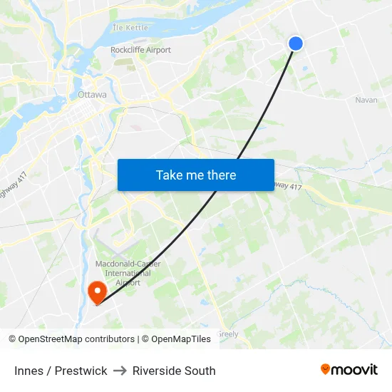 Innes / Prestwick to Riverside South map