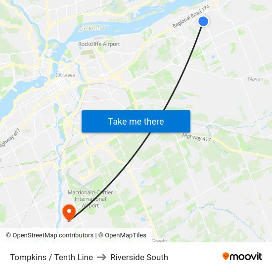 Tompkins / Tenth Line to Riverside South map