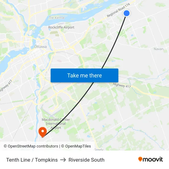Tenth Line / Tompkins to Riverside South map