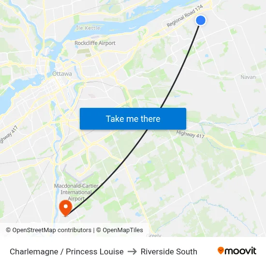 Charlemagne / Princess Louise to Riverside South map