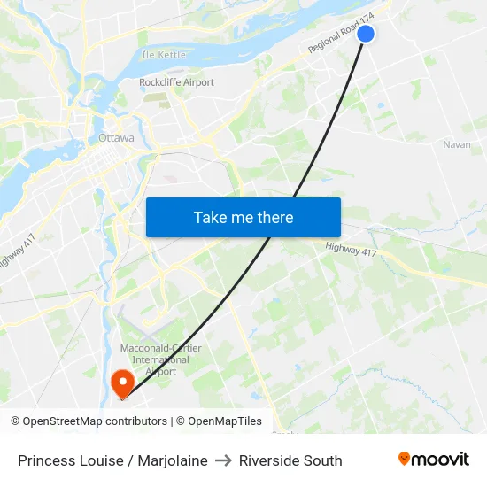 Princess Louise / Marjolaine to Riverside South map