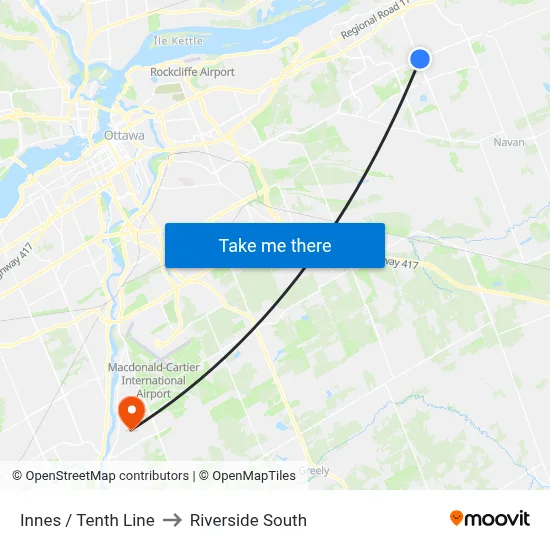 Innes / Tenth Line to Riverside South map