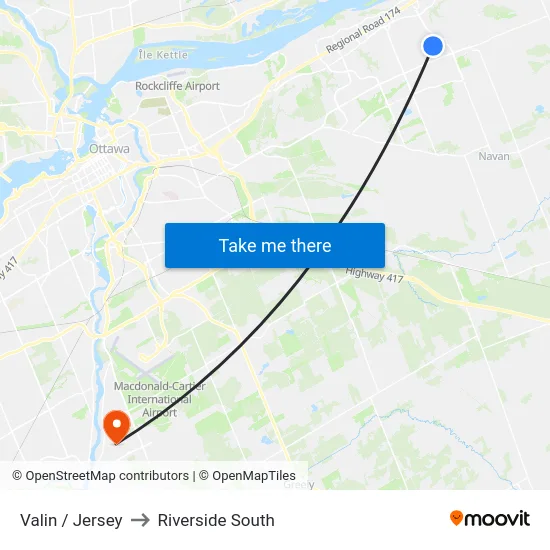 Valin / Jersey to Riverside South map
