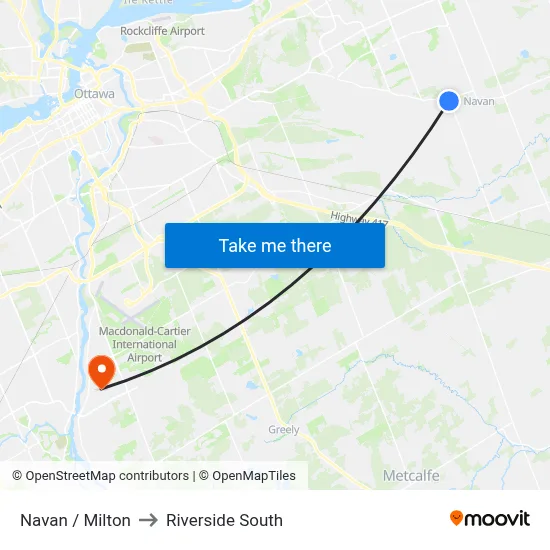 Navan / Milton to Riverside South map