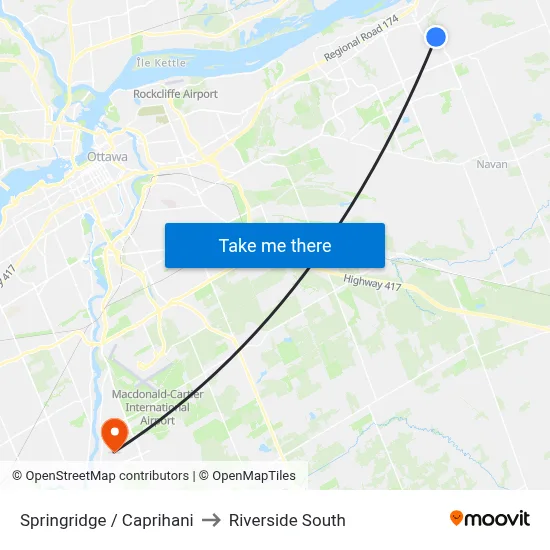 Springridge / Caprihani to Riverside South map