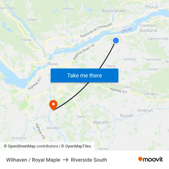 Wilhaven / Royal Maple to Riverside South map
