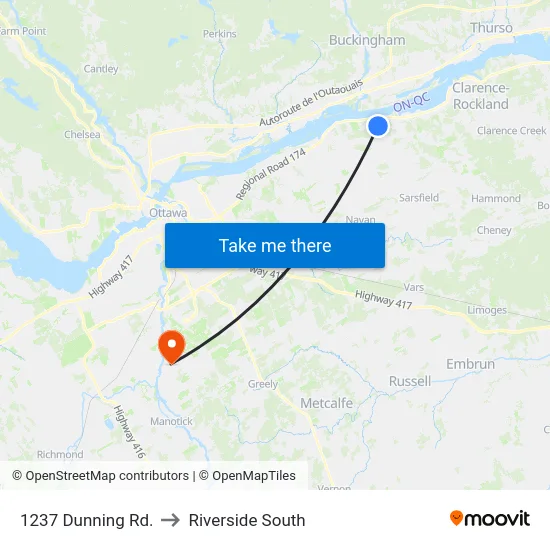 1237 Dunning Rd. to Riverside South map