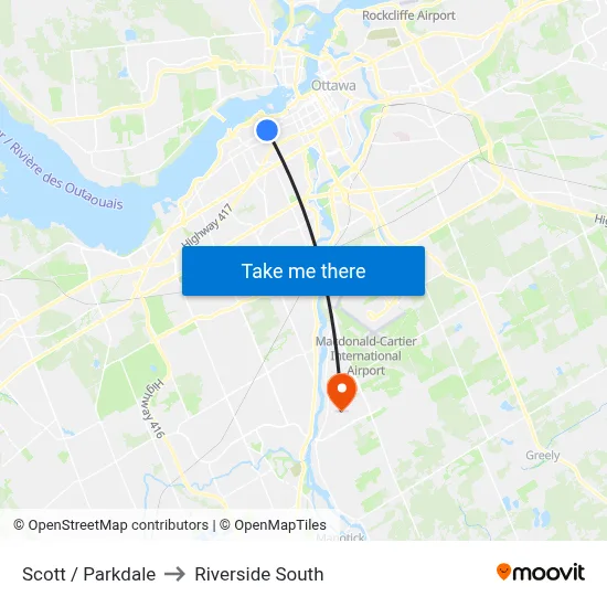 Scott / Parkdale to Riverside South map