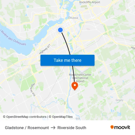 Gladstone / Rosemount to Riverside South map