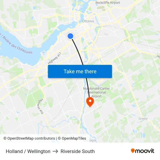 Holland / Wellington to Riverside South map